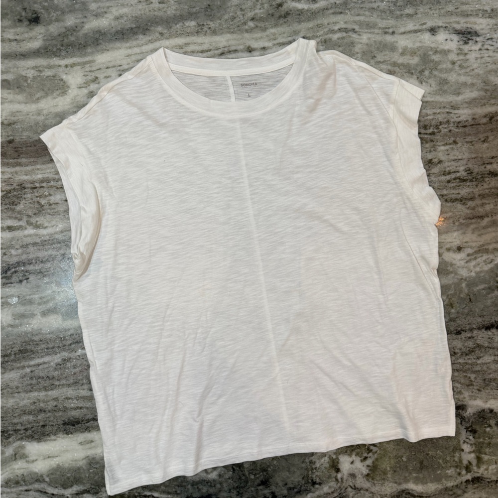 Sonoma White Sleeveless Tee for Women Large